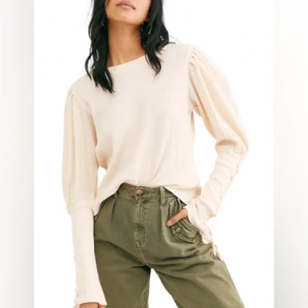 New Free People Tasha Thermal Top in Ivory